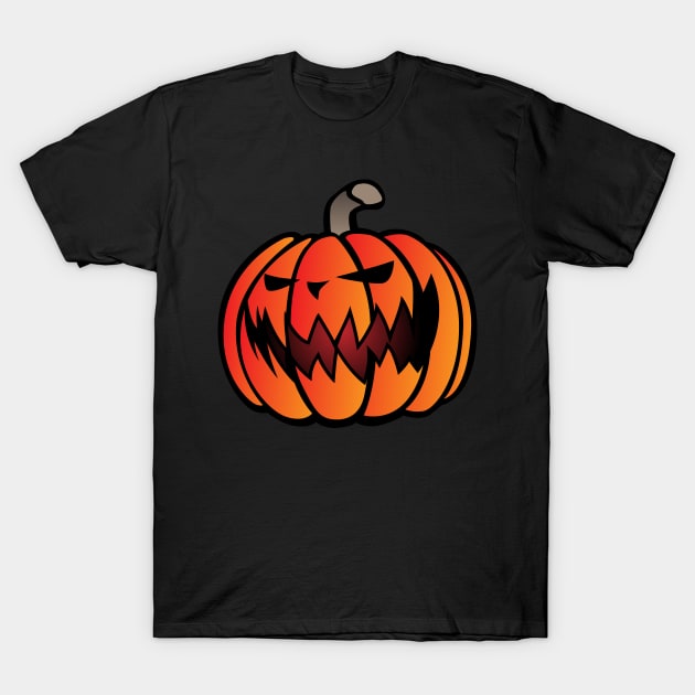 Halloween Scary Pumpkin Cartoon Illustration T-Shirt by hobrath